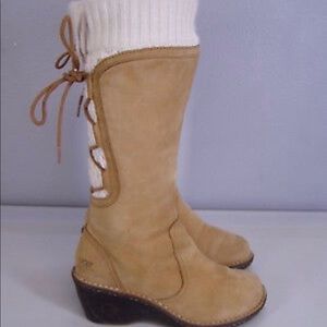 UGG suede wedge sweater boots